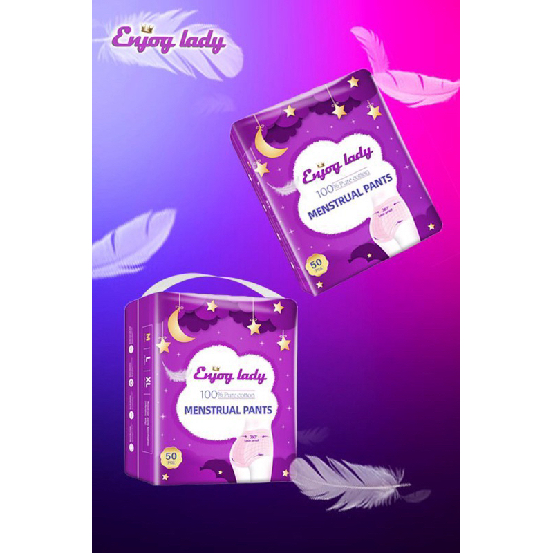100 miếng Băng vệ sinh dạng quần Enjjoy Lady bao bì tím có túi riêng size 30 90kg.(bao bì ý ảnh)a