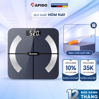 Cân điện tử sức khỏe thông minh Rapido RSB02-S kết nối Bluetooth đo được 10 chỉ số, Bảo hành 12 tháng