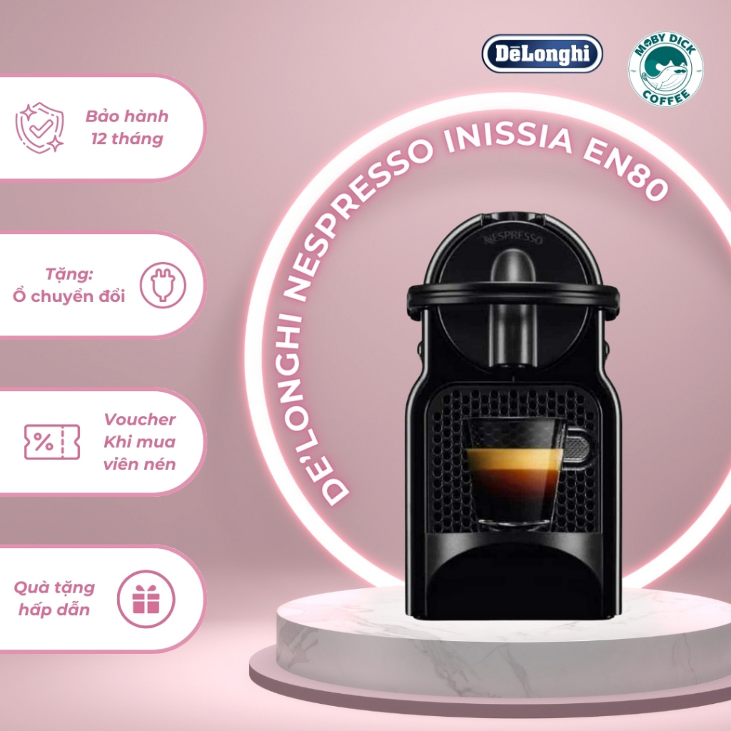 Máy pha cafe viên nén Delonghi Nespresso Inissia EN80 [Đỏ - Đen] - [Chính hãng, BH12 tháng] - Máy pha cafe gia đình
