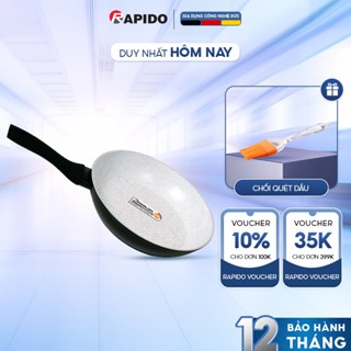 Chảo từ sâu lòng RAPIDO siêu chống dính mặt vân đá size 24-30cm dùng cho bếp từ, gas, hồng ngoại