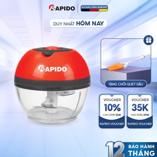 Máy xay tỏi ớt đa năng mini Rapido RC-3 có 3 lưỡi dao không gỉ, dễ dàng tháo lắp và vệ sinh