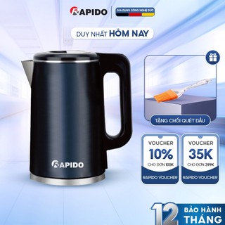 Ấm đun siêu tốc rk1717 rapido, dung tích 1,7 lít, công suất 1700w, chất liệu inox 304 cao cấp, đun nước nhanh