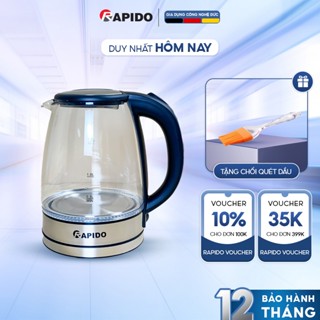 Ấm Siêu Tốc Rapido RK1818 Dung Tích 1.8L, Công Suất 1800W, Ấm Siêu Tốc Đun Nước Cực Nhanh