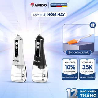 Máy tăm nước RAPIDO chính hãng có 3 chế độ làm sạch, chăm sóc rằng niềng Tặng kèm 5 đầu tăm, BH 12 tháng 300ml/150ml