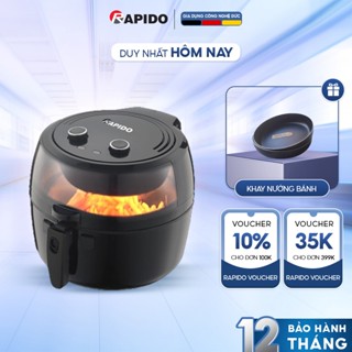 Nồi chiên không dầu Rapido chính hãng dung tích 5L/6.5L/8L/12L lớp chống dính an toàn cho sức khỏe, TẶNG kèm khay nướng