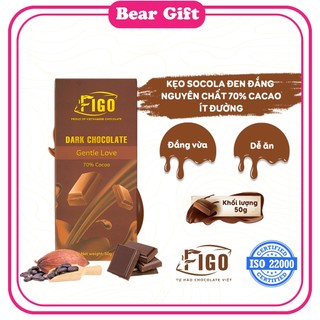 [Chính hãng] Dark Chocolate 70% Cacao FIGO 50gr, Socola đen nguyên chất 70% Cacao it đường, ăn giảm cân, giảm stress.