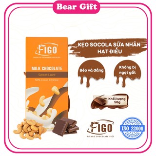 [Chính hãng] Kẹo Socola nhân hạt Điều_Milk Chocolate Figo Nhân Hạt điều nhập khẩu bùi, ăn là nghiện Hộp 50gr
