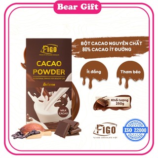 [Chính hãng] Bột Dark Chocolate 80% cacao, Bột Socola 80% Cacao dòng Balance FIGO Hộp 250g pha uống tốt sức khỏe