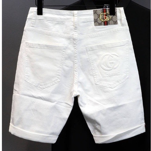 Quần short jean nam cao cấp short jean trắng hoạ tiết nổi cao cấp phong cách thanh lịch