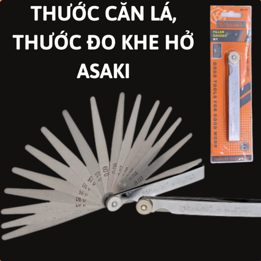 Bộ thước căn lá Asaki, thước nhét, thước đo khe hở Asaki, thước lá chỉnh cò Xupap, bộ chỉnh cò và th