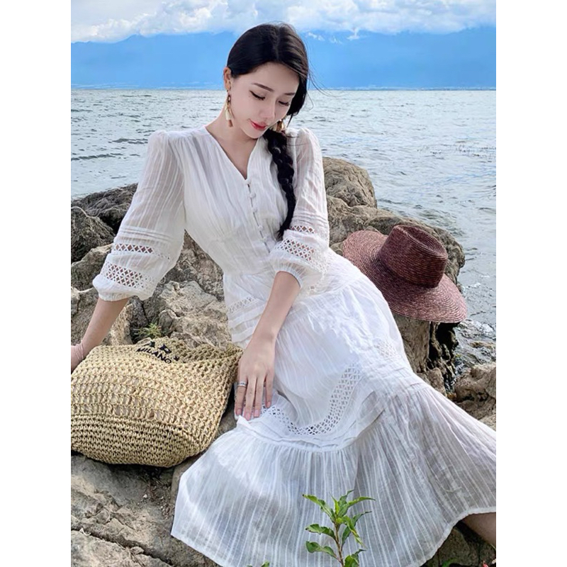 Váy Trắng Sang Trọng Lưng Thun