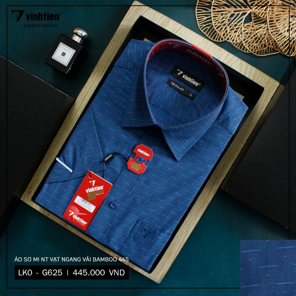 Áo Sơ Mi Ngắn Tay Caro Bamboo Regular Fit 445 Vĩnh Tiến - Nhiều Màu