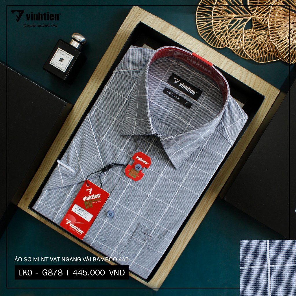 Áo Sơ Mi Ngắn Tay Caro Bamboo Regular Fit 445 Vĩnh Tiến - Nhiều Màu