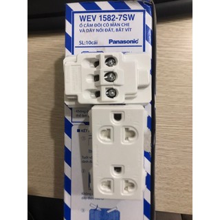 Ổ cắm đơn 3 chấu wev1181-7sw,ổ cắm đôi 3 chấu wev1582-7sw - panasonic chính hãng