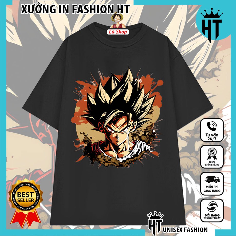 Áo phông Anime in hình Songoku, áo thun bảy viên ngọc rồng Dragon ball DB1