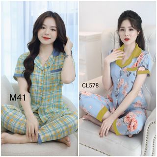 [Bunnysky] ĐỒ BỘ NỮ MẶC NHÀ KIỂU DÁNG ĐẸP HỌA TIẾT HOA LÁ, QUẦN ÁO Pizama CHẤT LIỆU LỤA MỀM MÁT