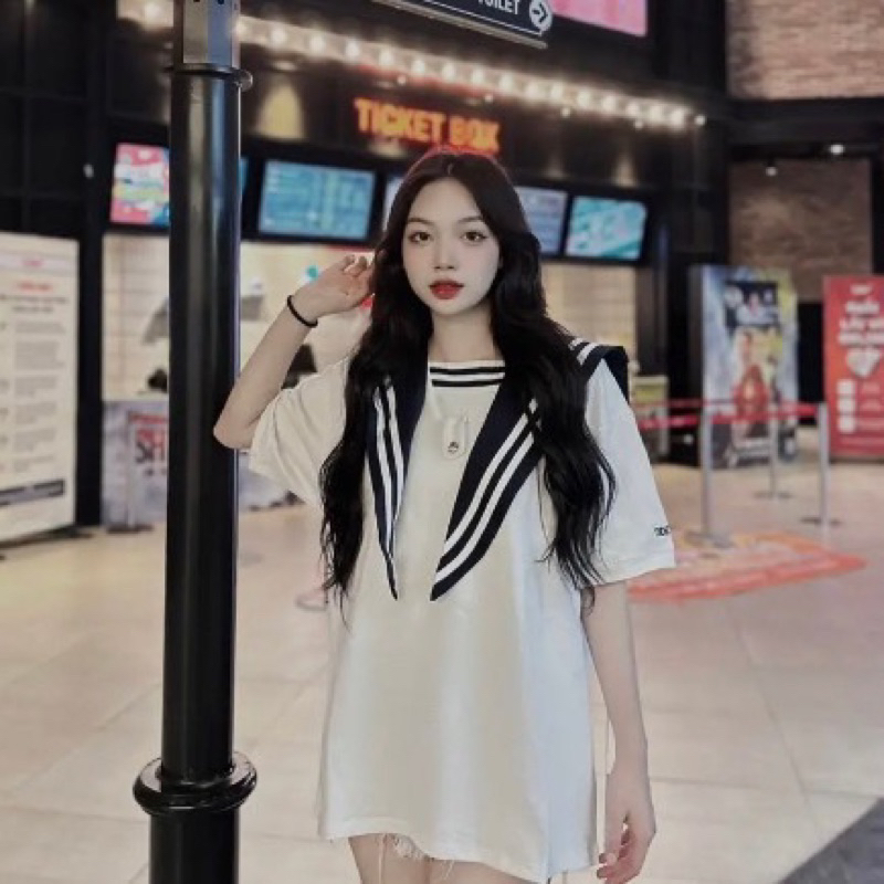 Áo Sơ Mi thuỷ thủ kèm gấu Tay Dài Thời Trang Dành Cho Nữ