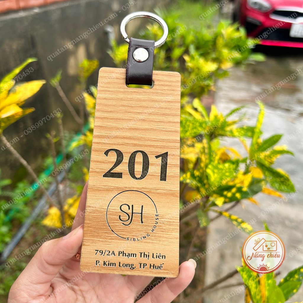Móc khóa gỗ số phòng cho nhà nghỉ, homestay - Khắc logo, tên, thông tin khách sạn, homestay - Thiết 