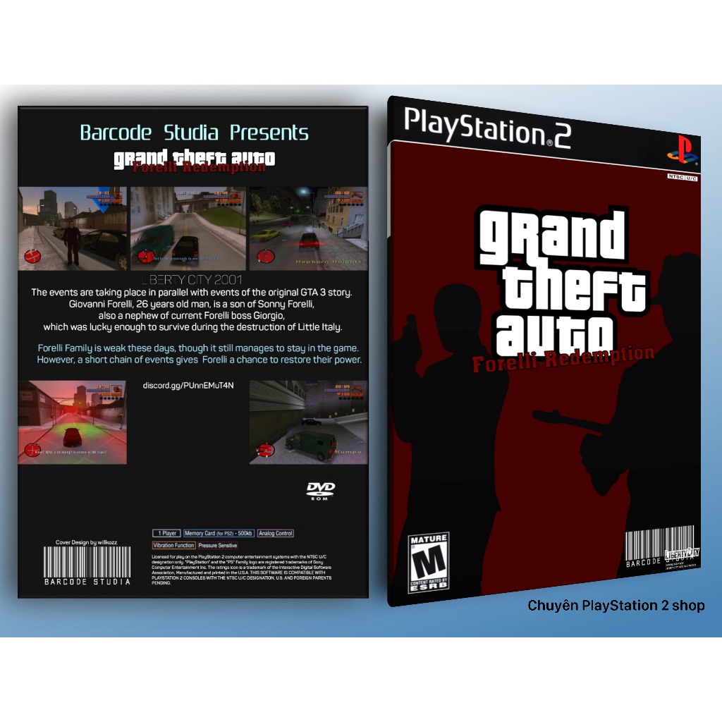 Đĩa game GTA: Forelli Redemption (bản mod GTA III)  (game thế giới mở) cho PS2