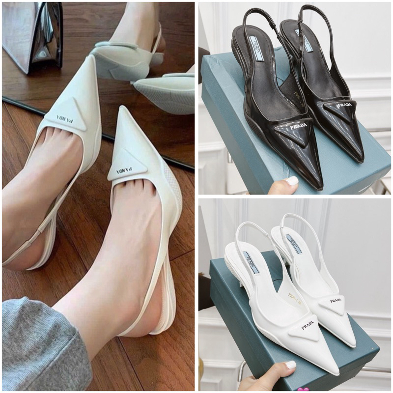 Sandal mũi nhọn gót nhú pra•da super fullbox