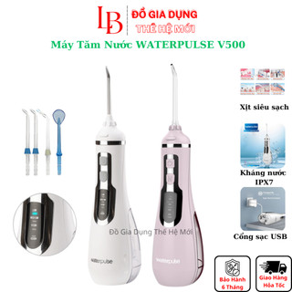 Máy tăm nước waterpulse v500, máy tăm nước cầm tay vệ sinh răng miệng cao cấp tặng 4 đầu vòi xịt bản 2024
