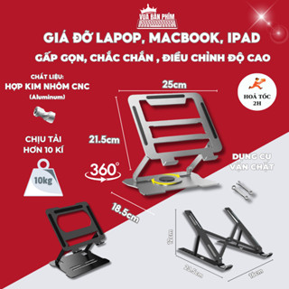 Giá đỡ laptop, macbook , ipad N3 gấp gọn điều chỉnh độ cao chống mỏi cổ , đế tản nhiệt kê laptop 14 inch 15.6 inch