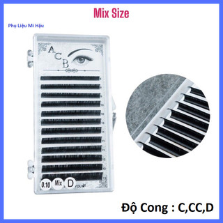 Mi Khay Mix Độ Cong C,CC,D,Chất Mi Silk Hàn_Mi ACB Mềm,Đen,Dễ Bắt Keo,Hộp Lông Mi ACB Nối Classic,Tạo Fan,Tập Nối_Mi Hậu