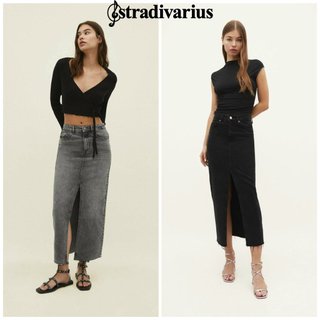 Chân váy jeans đen xám huyền bí phong cách Stra dư xịn