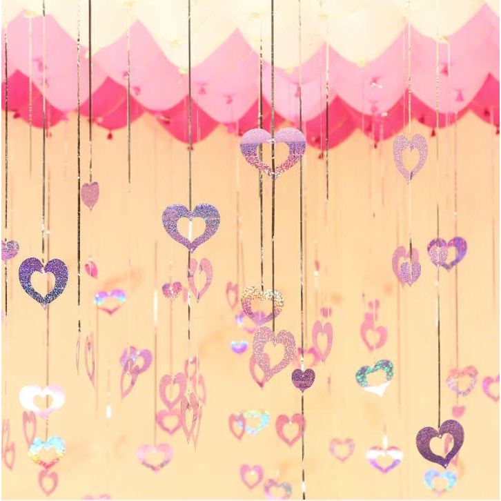 DÂY KIM TUYẾN TRÁI TIM TREO ĐUÔI BÓNG, PHỤ KIỆN TRANG TRÍ TIỆC