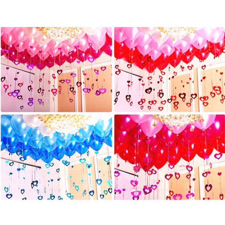 DÂY KIM TUYẾN TRÁI TIM TREO ĐUÔI BÓNG, PHỤ KIỆN TRANG TRÍ TIỆC