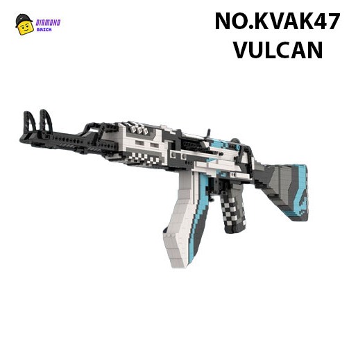 Đồ Chơi Lắp Ráp Kiểu LEGO Mockevin Brick Moc Mô Hình Súng Rifle AK47 Vulcan Battle-Scarred Covert Black Ice Game CSGO