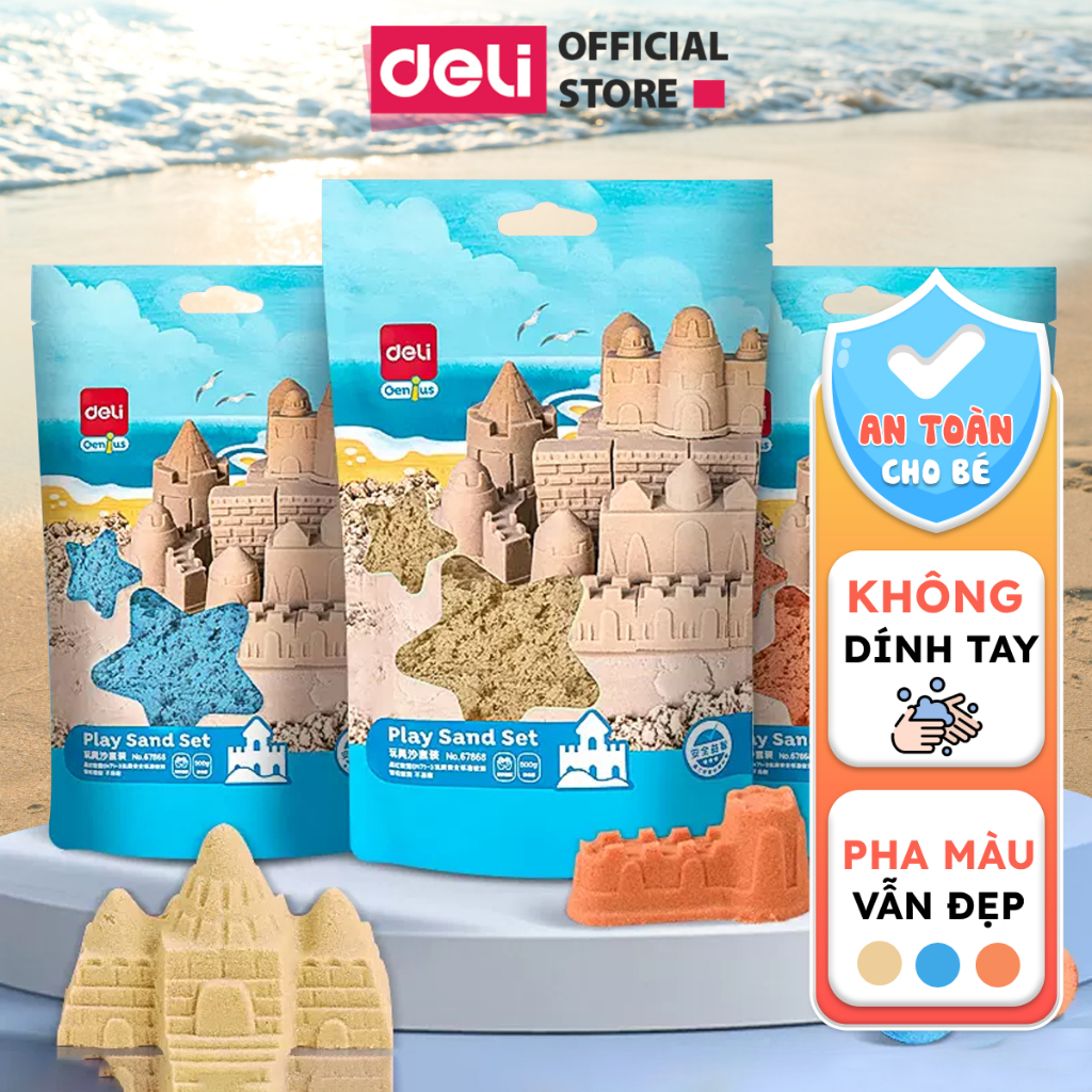 Cát Động Lực 500g Deli - An Toàn Cho Bé Không Dính Tay Lên Khuôn Tốt Cát