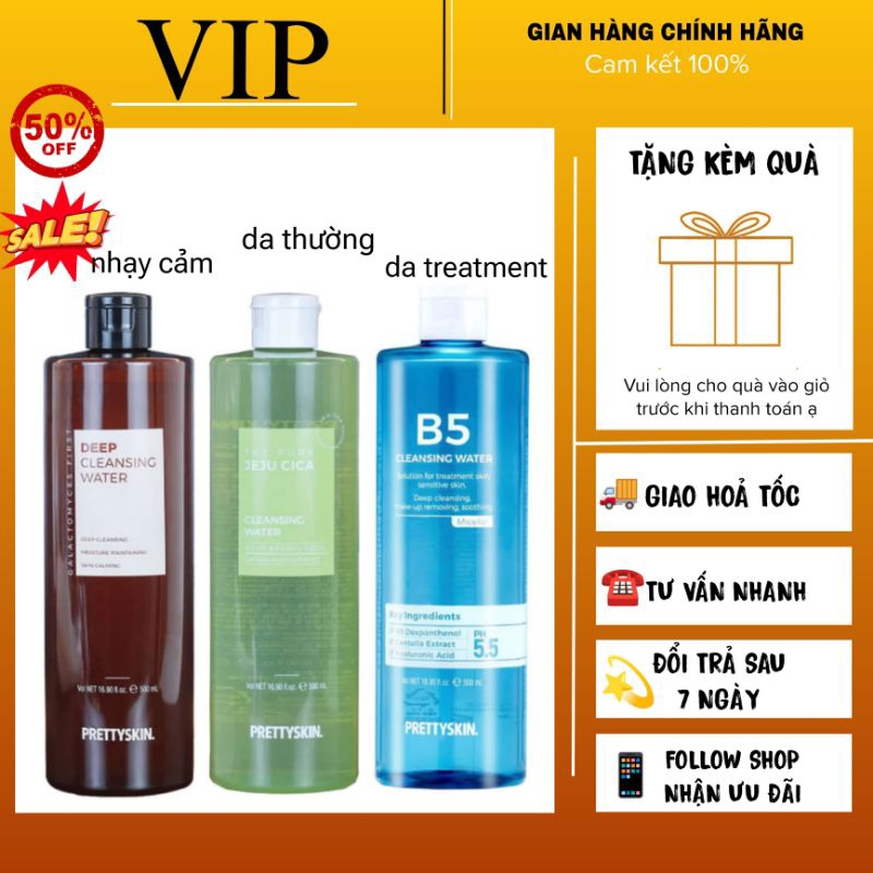 Nước tẩy trang B5 Prettyskin làm sạch sáng da