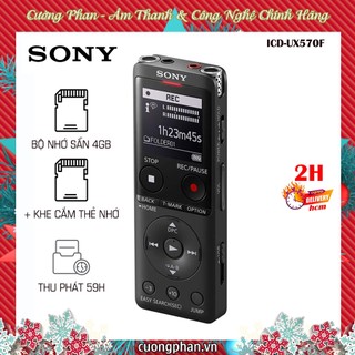 Máy Ghi Âm Chuyên Nghiệp Sony ICD-UX570F - Bộ Nhớ Trong 4GB - Bảo Hành Chính Hãng 12 tháng