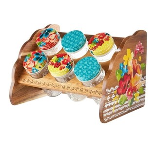 Set 6 lọ đựng gia vị kèm giá đỡ The Pioneer Woman Wildflower Whimsy