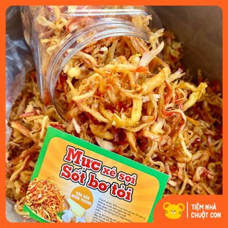 Mực xé sợi sốt bơ tỏi - hũ 200gr - tiệm nhà chuột con - atvstp