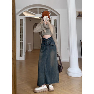 Chân váy jeans vê cạp dáng dài AN TÂY STORE68 #7353