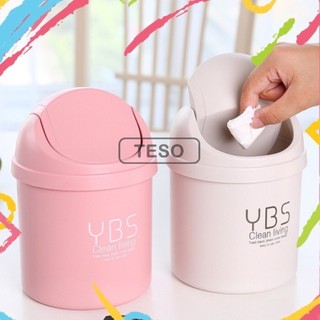 Thùng rác mini để bàn có nắp đậy ybs - ống cắm bút/ hộp đựng đồ, đựng bút trang trí bàn - tesovn