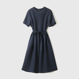Đầm Linen suông cổ tròn ngắn tay, form suông thiết kế xếp ly, chất liệu linen mềm mát Đũi Việt