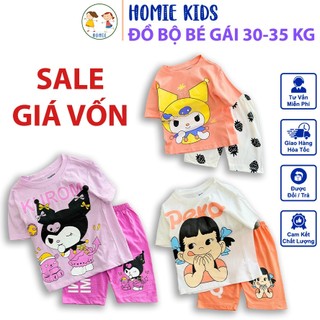 Đồ bộ bé gái size 30-35 kg cao khoảng 130-135cm set quần lửng áo thun tay ngắn trẻ em vải cotton in hoạt hình Homie Kids