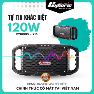 Loa bluetooth cyboris x10, công suất 120w, loa siêu bass, chống nước ipx6, pin 10000mah.