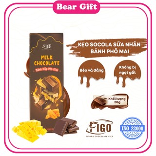 Bar 20gr- milk chocolate figo, kẹo socola sữa 50% cacao phô mai, ăn là nghiền, vị socola đậm đà thanh 20gr