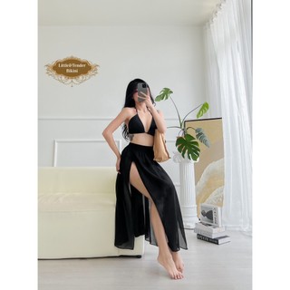 {CÓ BÁN LẺ} Set 3 món phối chân váy 4 tà màu đen