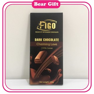 [Chính hãng] Dark Chocolate 100% Cacao FIGO 100gr, Socola đen nguyên chất không đường, Ăn giảm cân, Tiểu đường, KETO