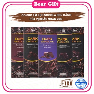 Combo 10 Thanh Socola đen và socola sữa FIGO 20gr các vị | Dark& Milk Chocolate Figo, socola nguyên chất tan trong miệng