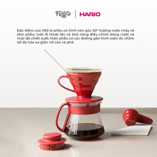 Phễu Sứ Lọc Cà Phê Hario Màu Đỏ