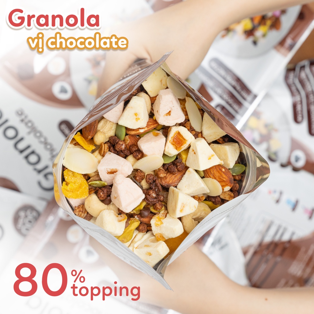 Granola Nhiều Hạt Nhiều Viên Sữa Chua Sấy Vị Chocolate Ngũ Cốc Ăn Kiêng Befresco 500g