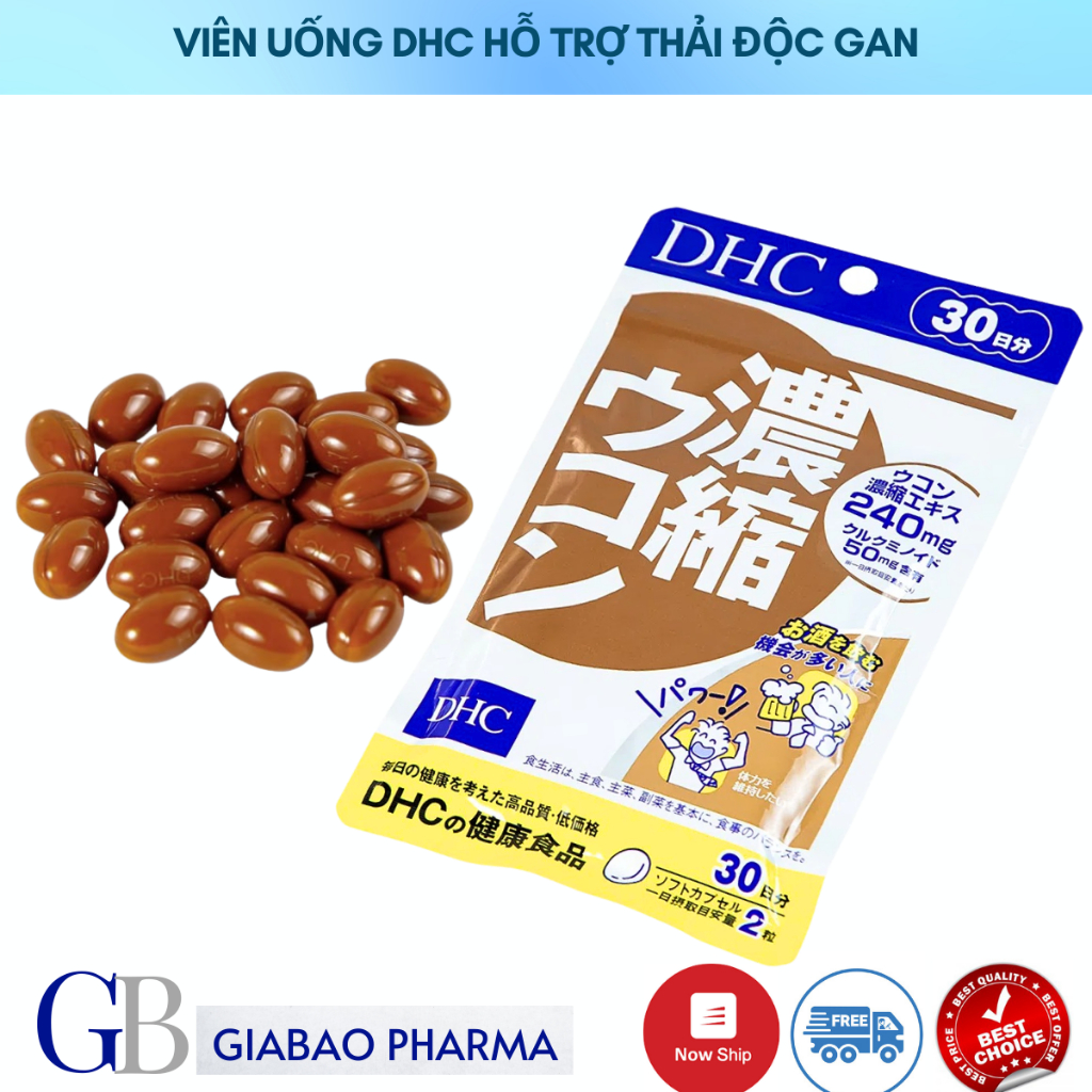 Viên uống DHC hỗ trợ bổ gan,thải độc gan với tinh chất nghệ cô đặc dành cho người hay dùng rượu bia, hoá chất (1 gói 6