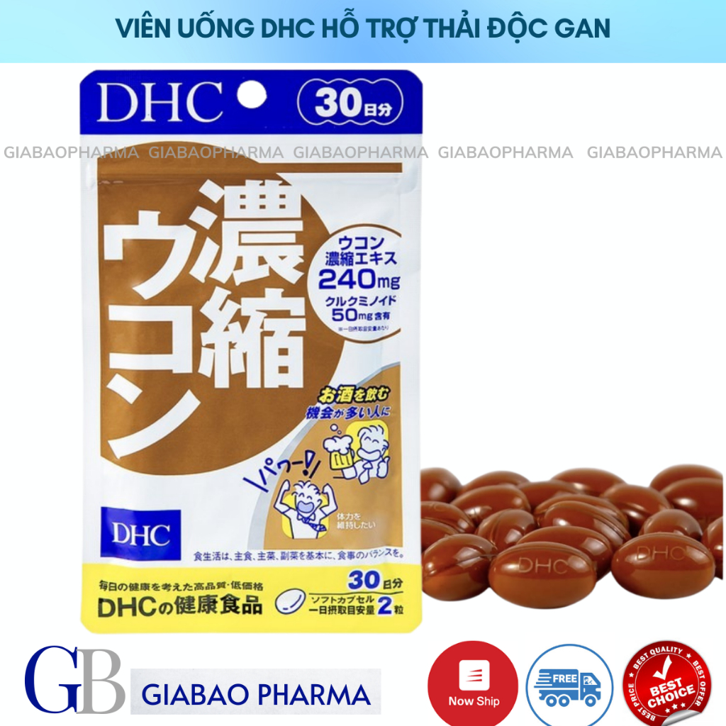 Viên uống DHC hỗ trợ bổ gan,thải độc gan với tinh chất nghệ cô đặc dành cho người hay dùng rượu bia, hoá chất (1 gói 6