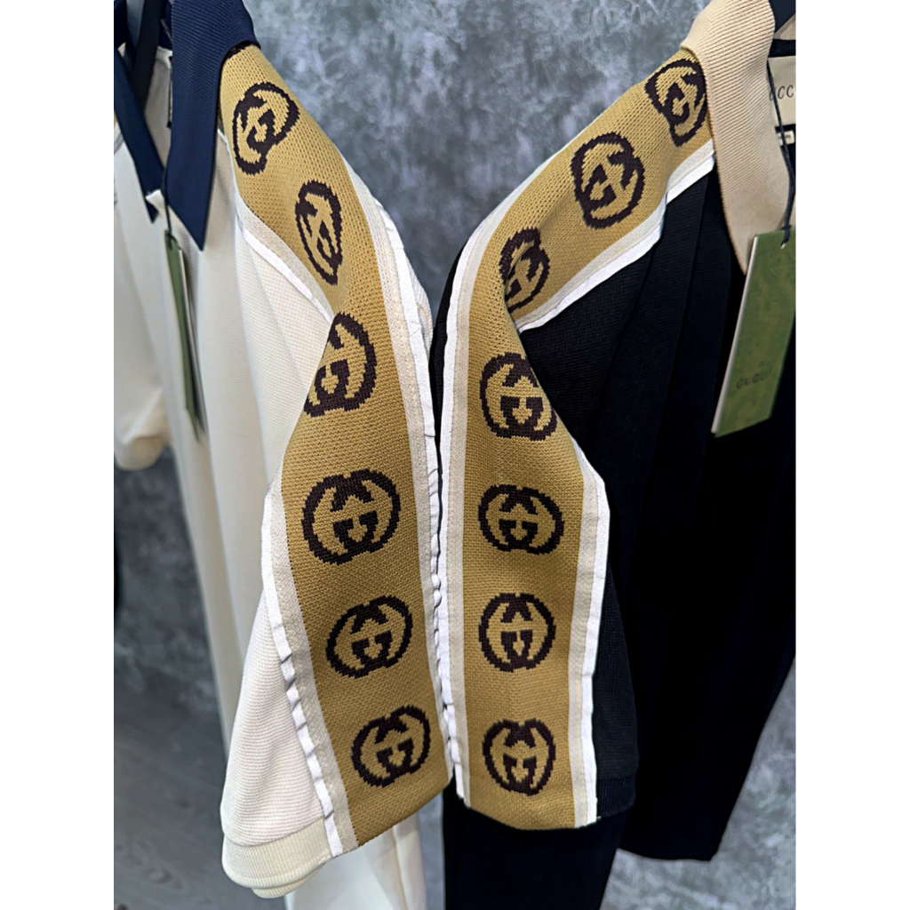 Áo Polo GC Interlocking G Stripe loại Best - Chất Cotton Cá Sấu Premium